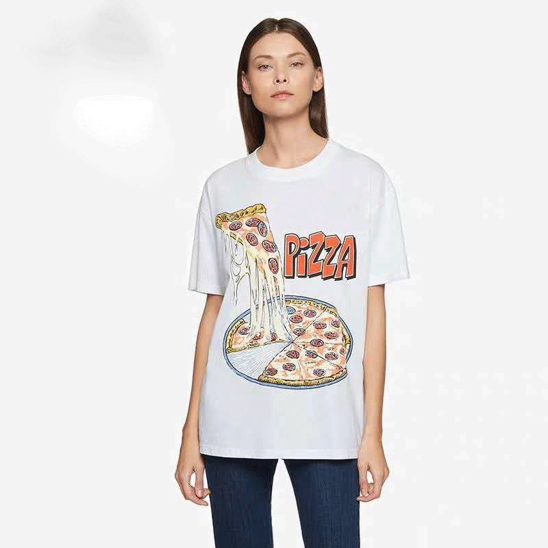 Moschino T-shirt Pizza Pattern Loose Short Sleeve T-shirt