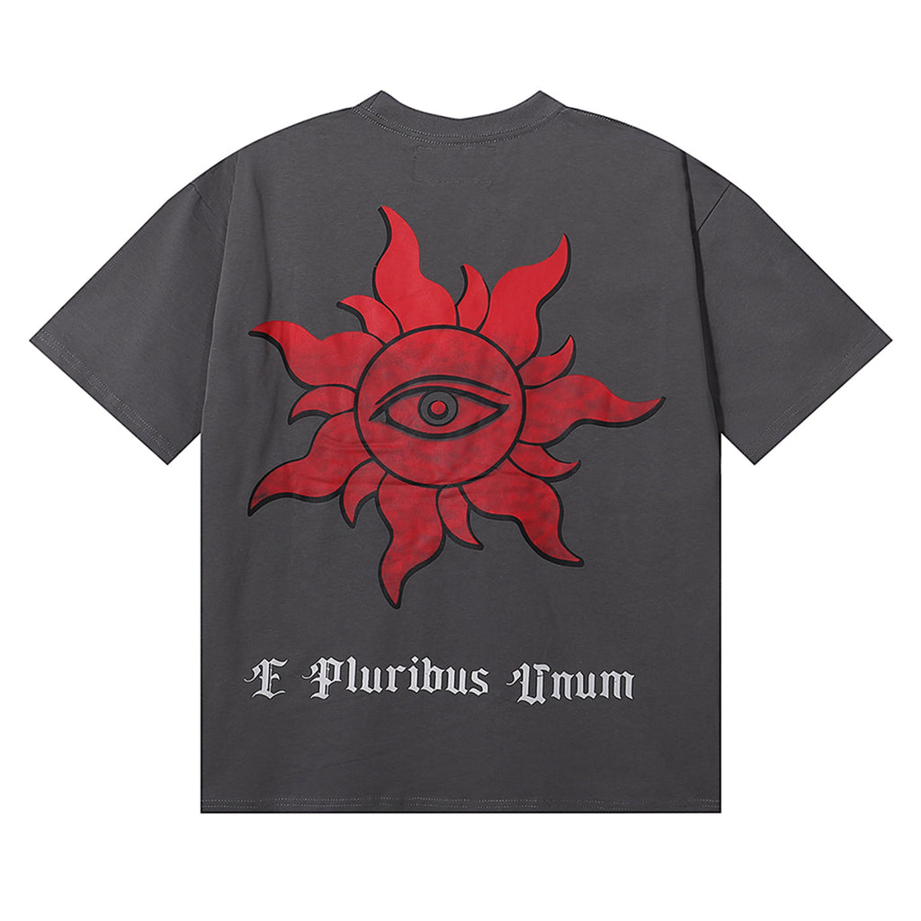 Godspeed T-shirts Street View Rose Print Cotton Casual Short Sleeve Men and Women