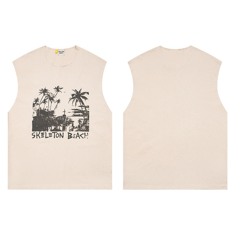 Gallery Dept T-Shirt Letter Pattern Washed Old Short Sleeve T-Shirt