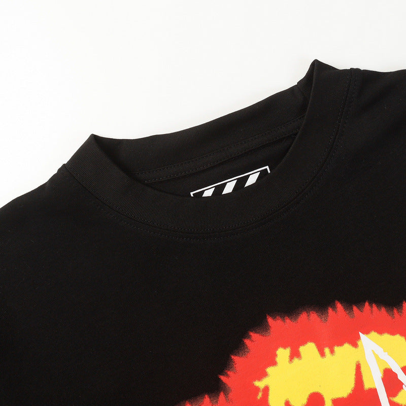 Denim Tears T-shirts Flame Wood Cotton Printed Loose Short Sleeve T-shirt