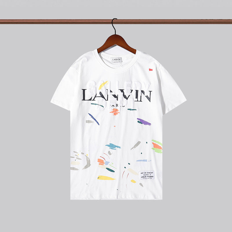 Gallery Dept T-shitrs Summer Vintage Splash-Ink Letter T-shirt Short Sleeve Men
