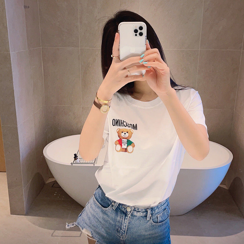 Moschino T-shirt Bear Pattern T-shirt Short Sleeve Couple Style